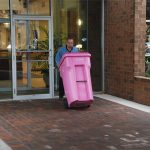 One of AccuShred's pink bins for our Shred Cancer program.