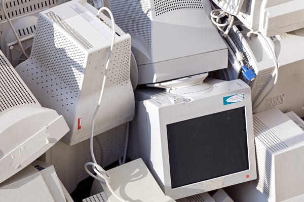 Monitors piled up for recycling