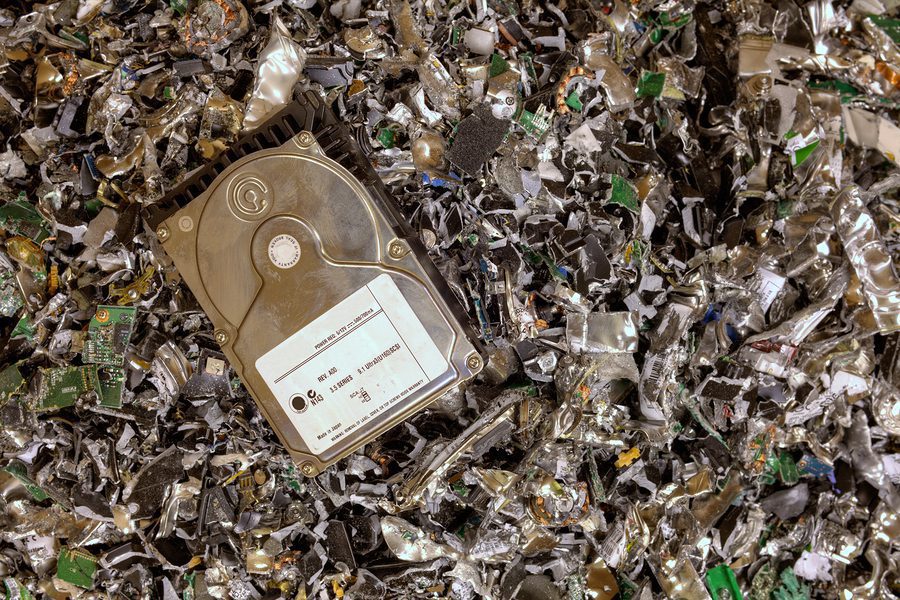 e-waste, shredded hard drives