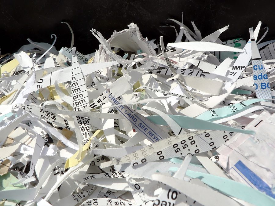 Close up photo of shredded confidential/personal documents.