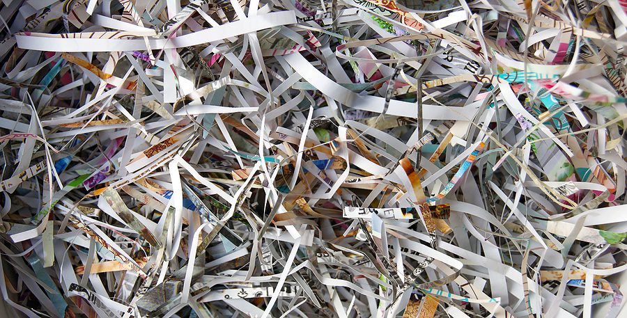 Closeup of a huge pile of shredded paper 